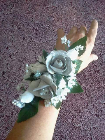 Luxury Leather Roses Wrist Corsage (C) All Rights Reserved Collector Artificial Flora