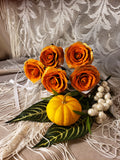 Luxury Leather Rose Each Small Single Orange