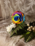 Luxury Leather Rose Single Rainbow