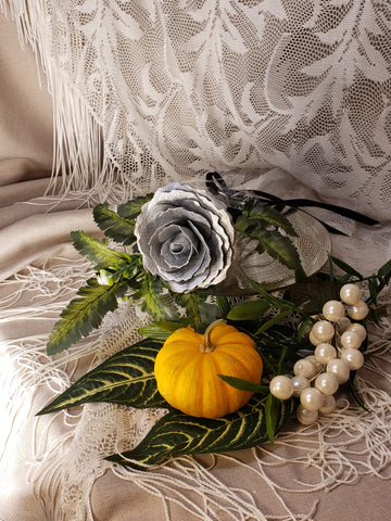 Luxury Leather Rose Single Silver