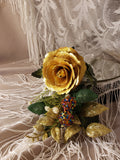 Luxury Leather Rose Single Gold
