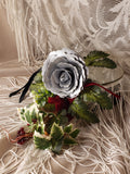 Luxury Leather Rose Single Silver