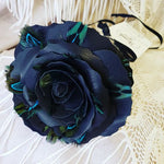 Luxury Leather Rose Black With Green Feathers (C) All Rights Reserved Collector